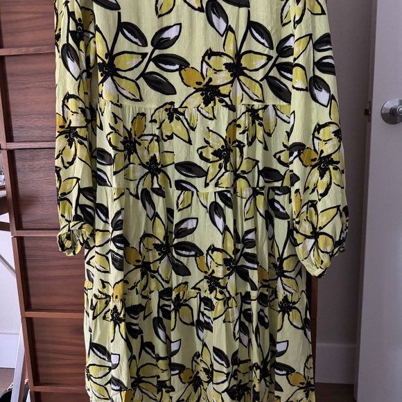 🌼 Maeve by Anthropologie Yellow Floral Tiered Midi Dress – Medium - Picture 4 of 8